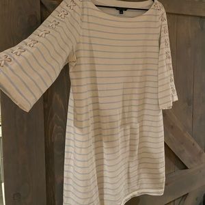 Ralph Lauren Beige and Light Blue Striped Mini Dress